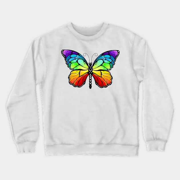 Rainbow monarch butterfly ( Butterflies ) Rainbow butterfly Crewneck Sweatshirt by Blackmoon9